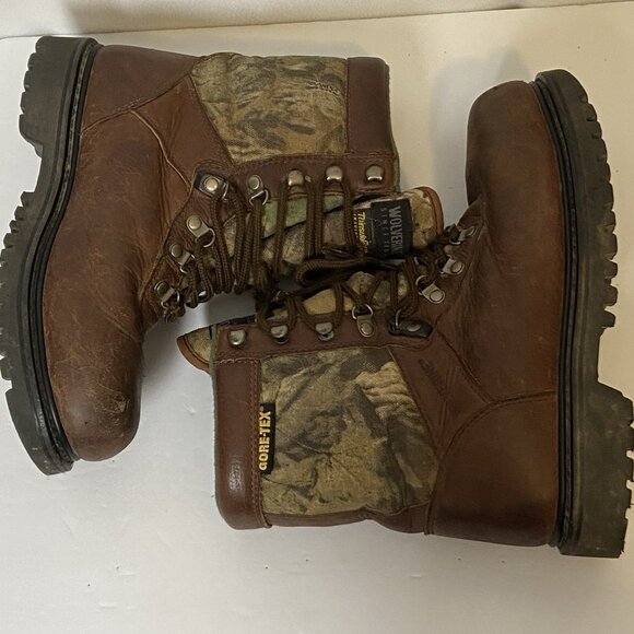 Wolverine Leather Work Boots Mens Sz 9.5 Brown Camo Gore-Tex Insulated Mid Calf - Picture 7 of 13